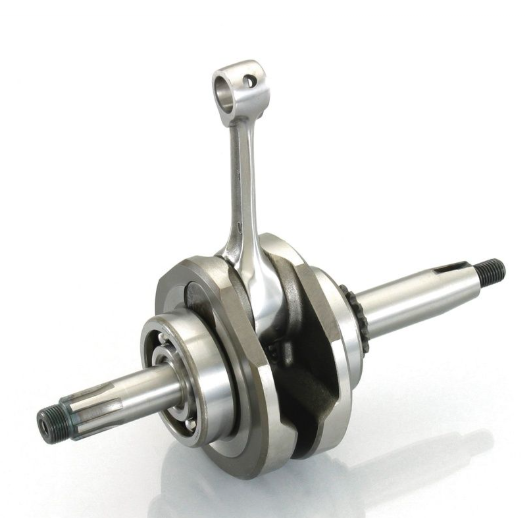 Metallic crankshaft on a white background