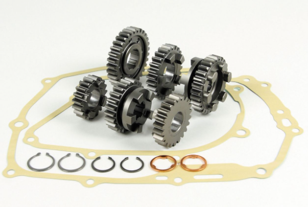 Set of gears and gaskets on a white background