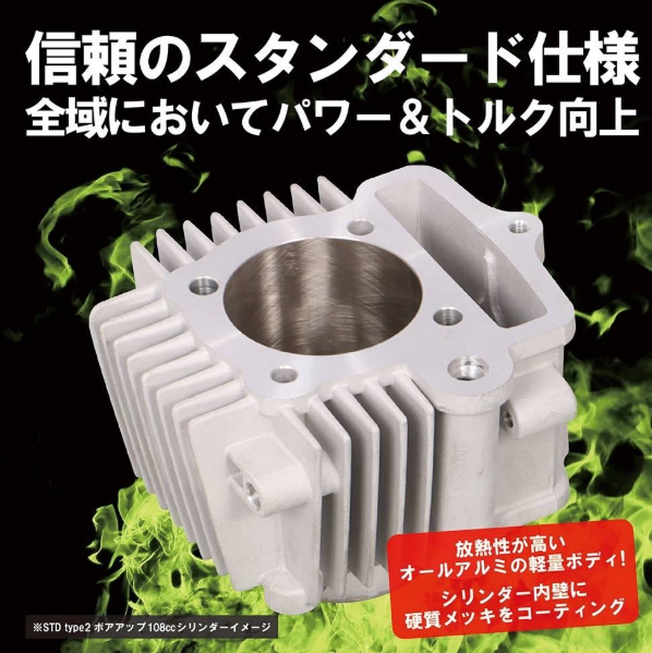 Metal engine cylinder with cooling fins on a green and black background