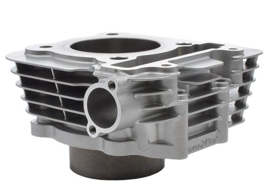 Metal engine cylinder head on a white background