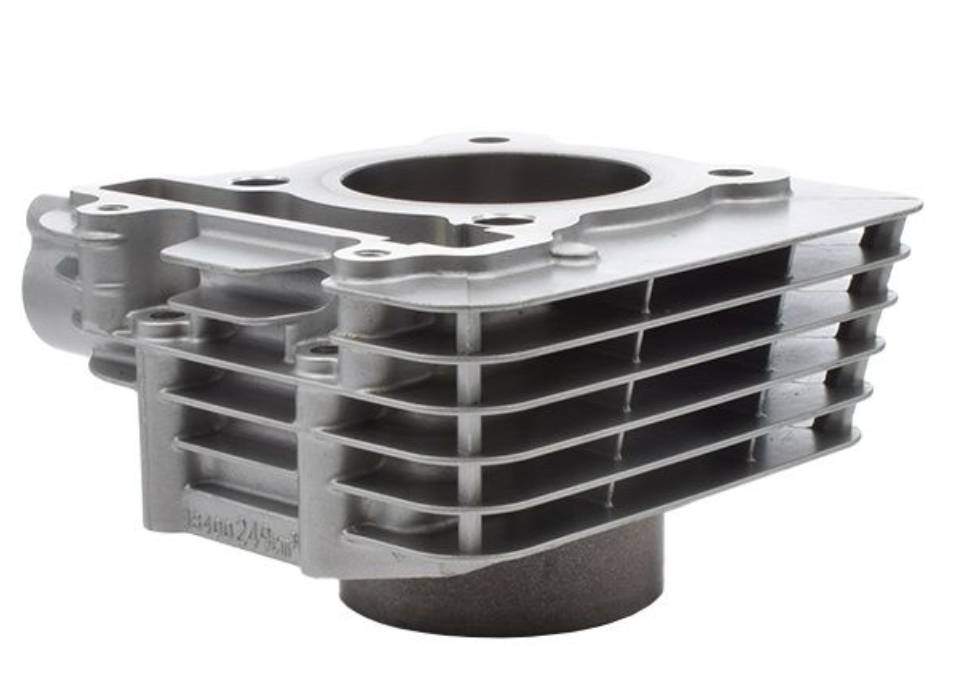 Metal engine cylinder head on a white background