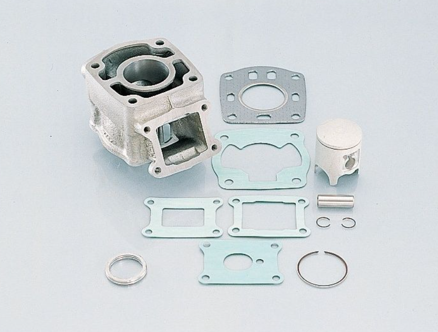 Engine piston and cylinder assembly on a light gray background