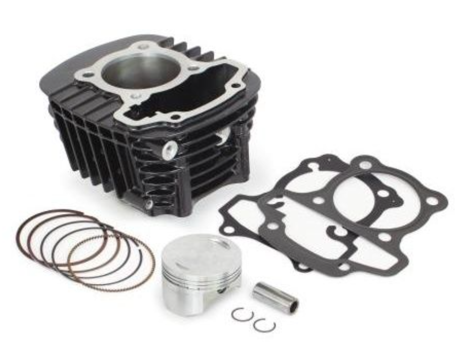 Engine cylinder kit with components on a white background