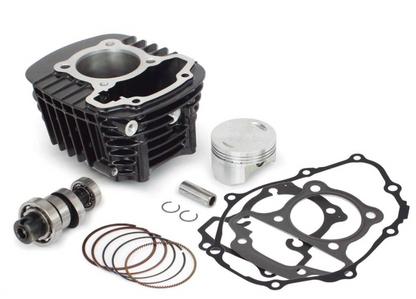 Engine cylinder kit with various components on a white background