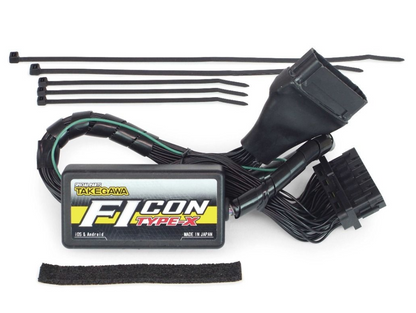 Takegawa F1 Icon Type-X electronic device with wiring and straps on a white background