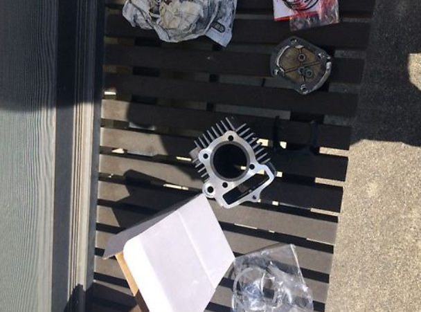 Mechanical parts on a striped surface