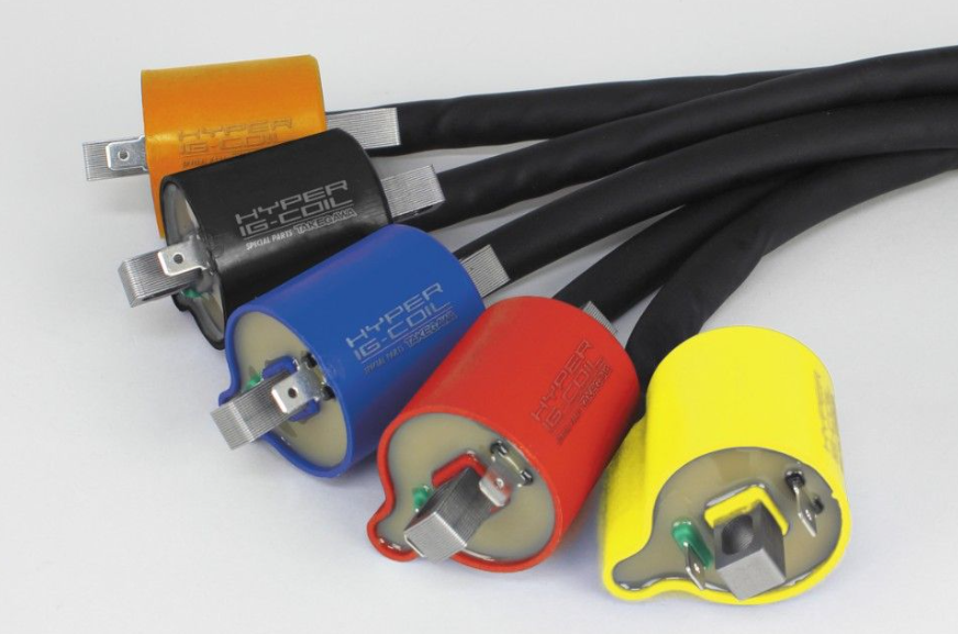 Set of colorful electrical connectors on a white background