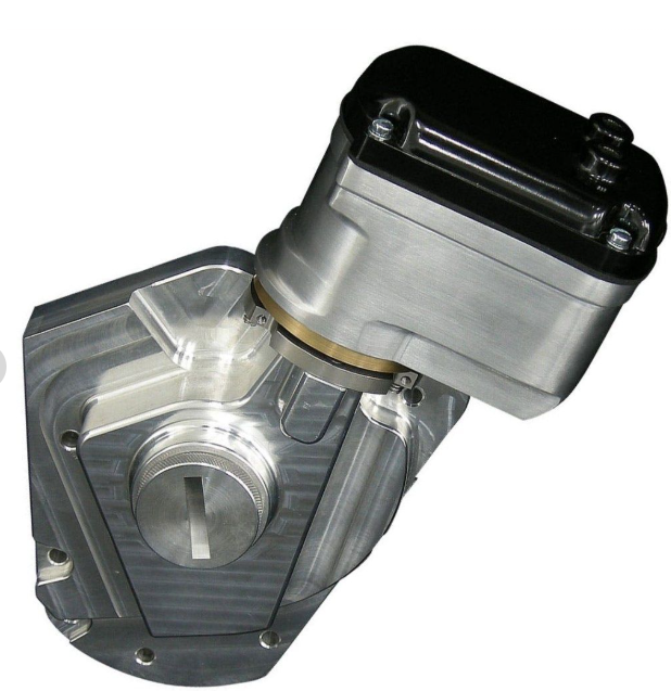 Mechanical component with metallic finish on a white background