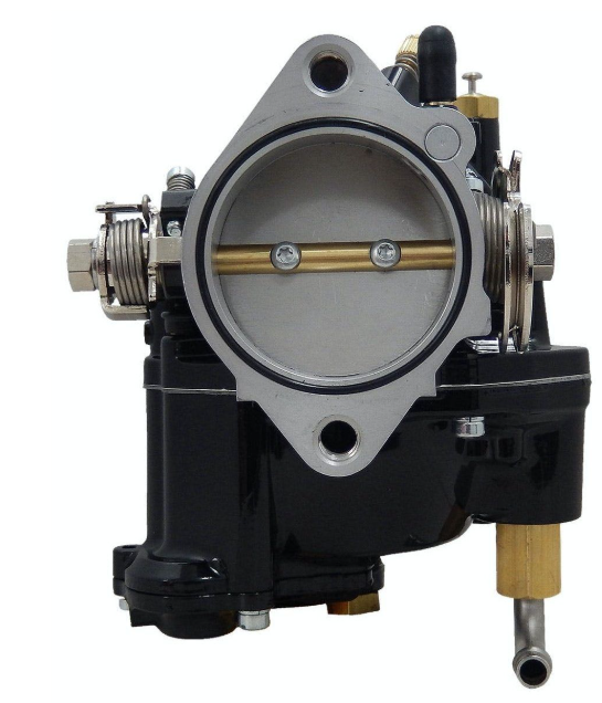 Mechanical throttle body on a white background