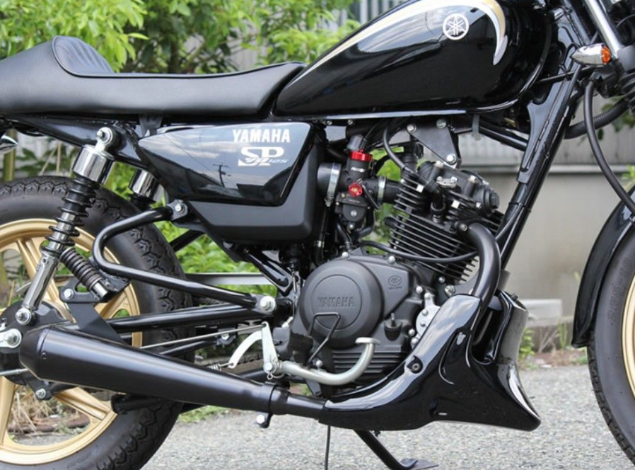 Black Yamaha SP motorcycle with visible branding