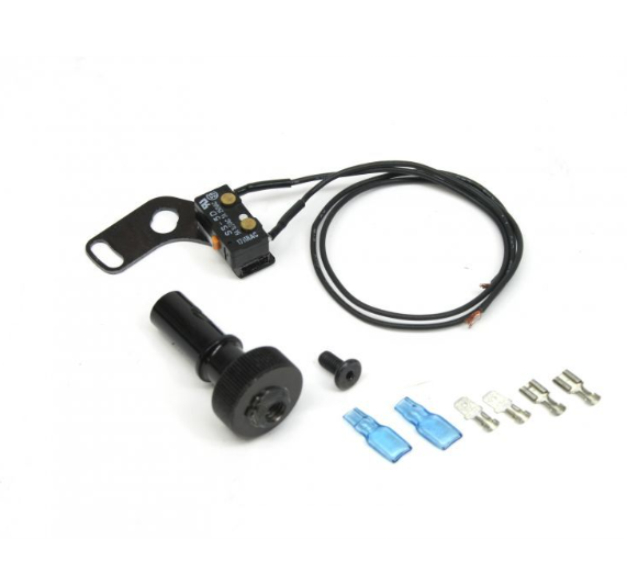 Mechanical components with wiring and connectors on a white background