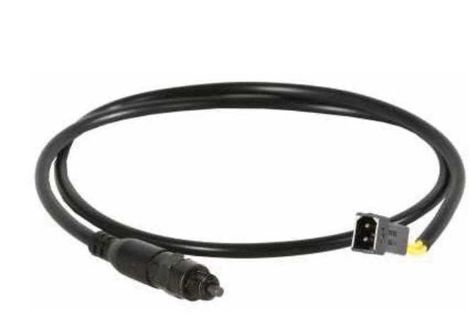 Black cable with connectors on a white background