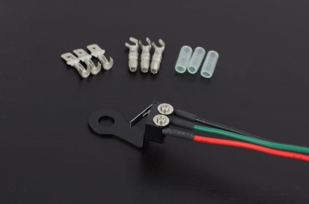 Electrical connectors and wires on a black background