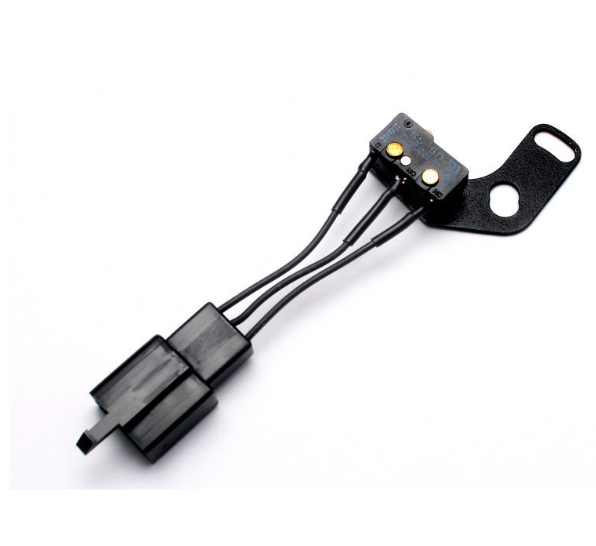 Black electronic component with wiring on a white background