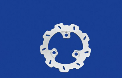 White metal sprocket on a blue background