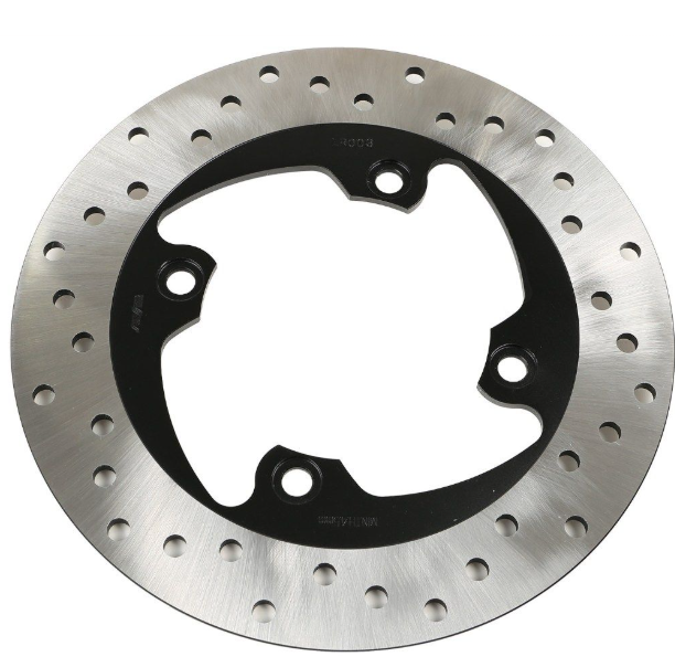 Metallic brake disc with a white background