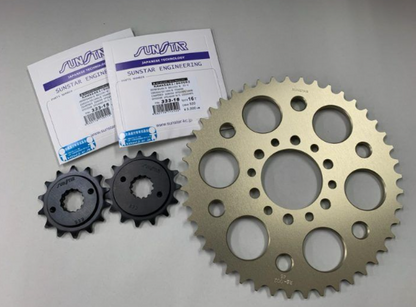 Mechanical gears and Sunstar Engineering packaging on a gray background
